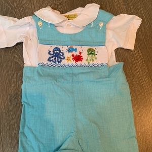 Baby boys - smocked summer outfit - 3 Months